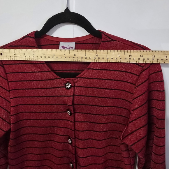 Red Striped Button-Up Cardigan - Picture 7 of 8